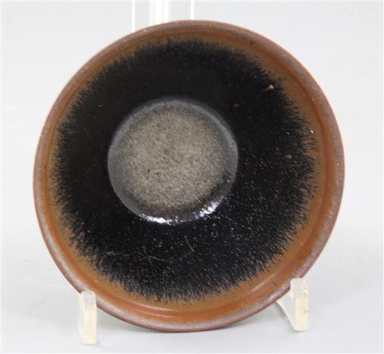 A Chinese hares fur glazed stoneware bowl, Song dynasty or later, diameter 12cm
